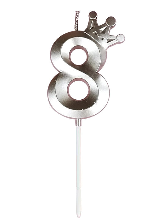Birthday Number Candles for Cake Decoration, Glittery Cake Toppers with Cute Designs, Perfect for Kids' Parties, Anniversaries, and Celebrations-ROSE GOLD(No.8)