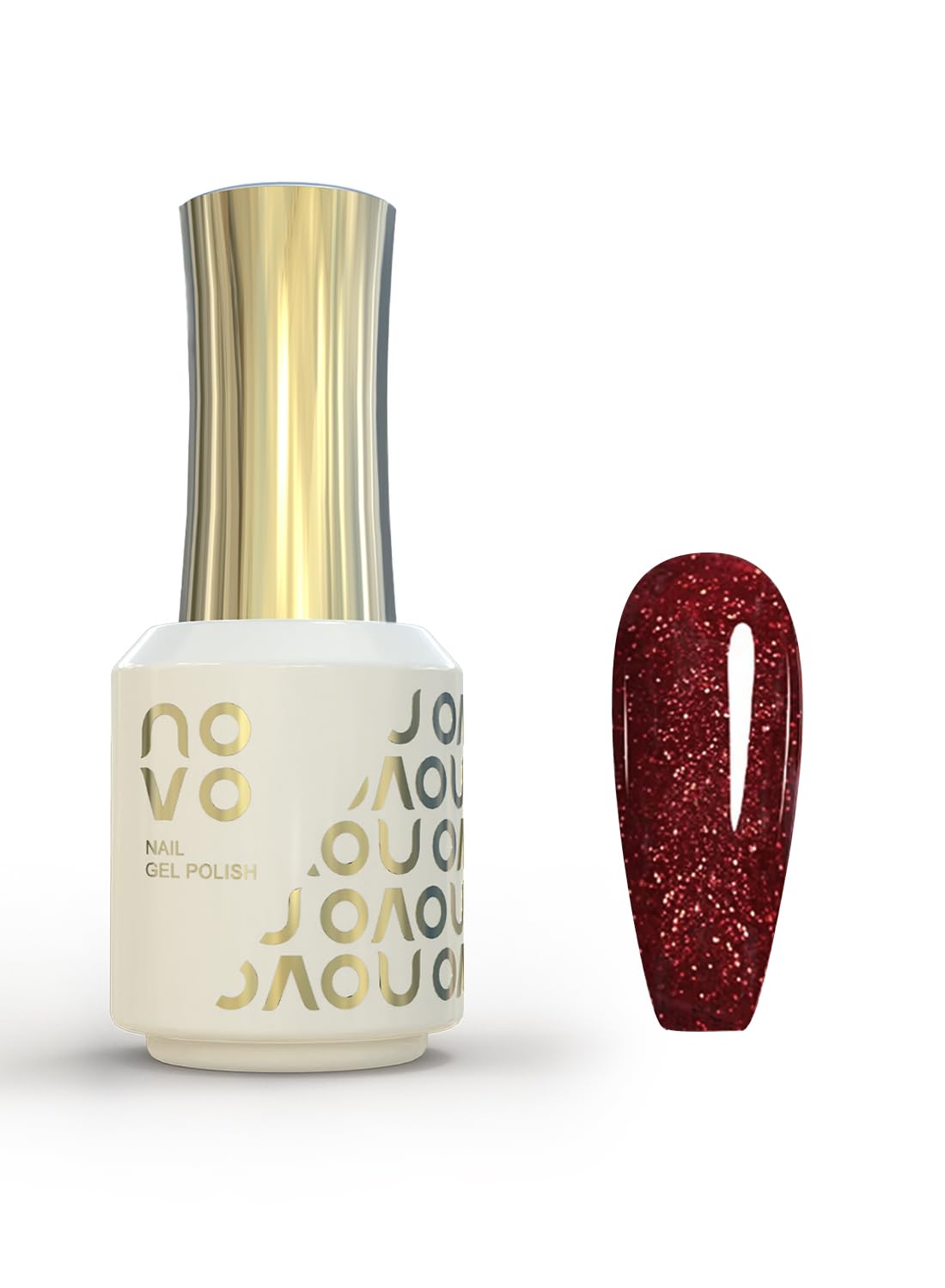 novo Red Diamond Gel Nail, Sparkly Glitter Soak Off UV Nail Lamp Gel for Women 15ml