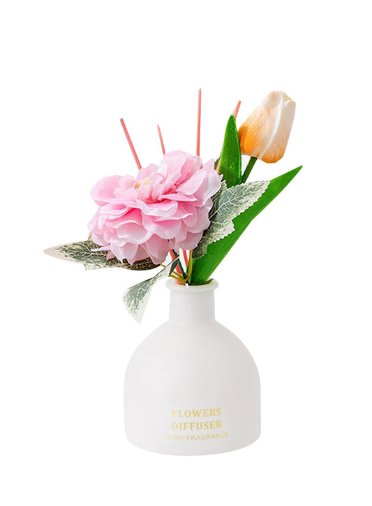 NOVO Artificial Flowers Scented Oil Diffuser Set with High imitation flower &4 Reed Sticks for Bathroom & Bedroom Home Decor&Office D¨¦cor, 150ml-Jasmine