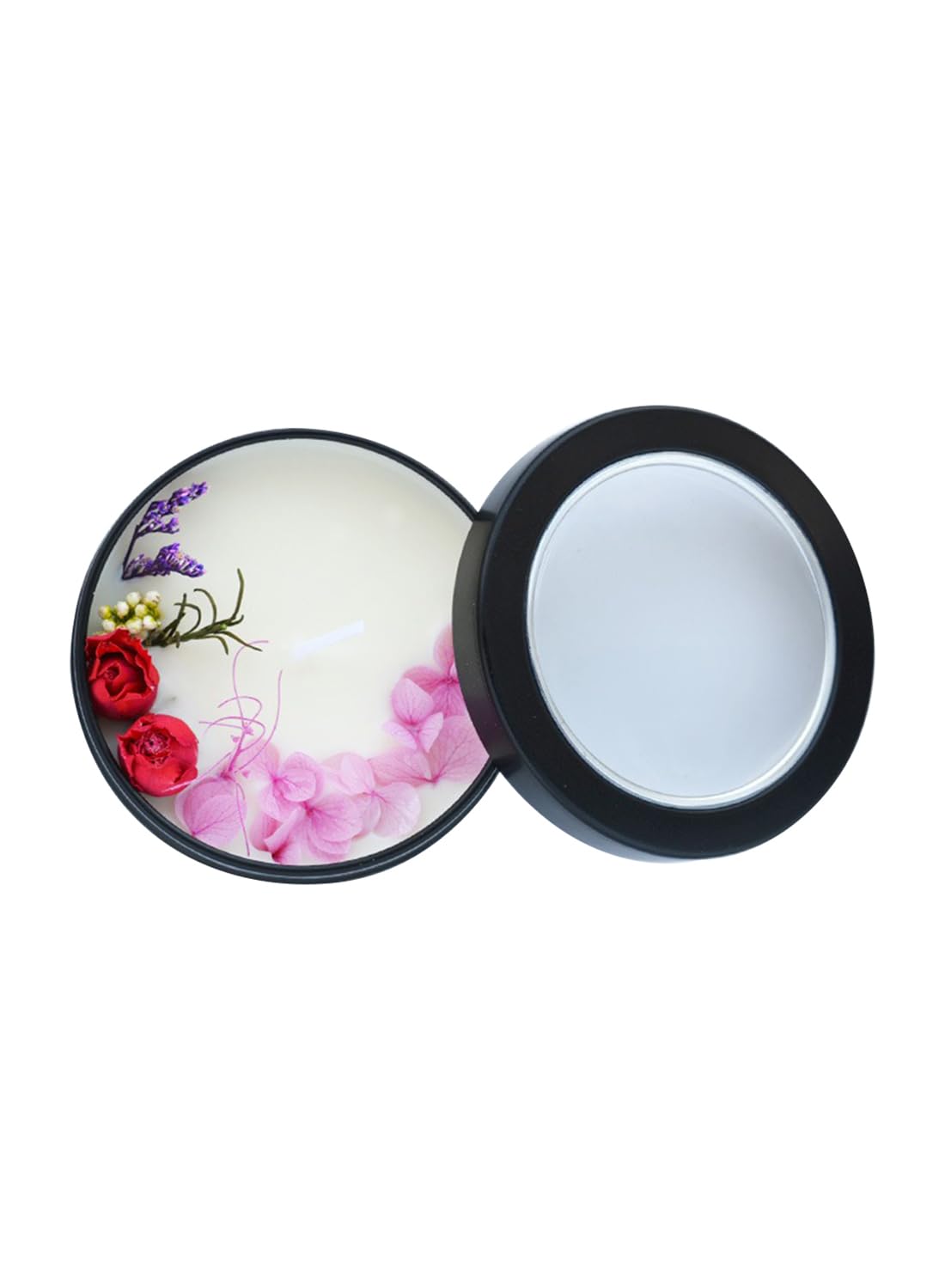 NOVO Scented Candle- 75g Natural Soy Wax Blend Aromatherapy Candle with Pure Essential Oils & Real Dried Flowers - Garden on the Nile