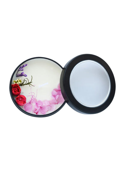 NOVO Scented Candle- 75g Natural Soy Wax Blend Aromatherapy Candle with Pure Essential Oils & Real Dried Flowers - Garden on the Nile