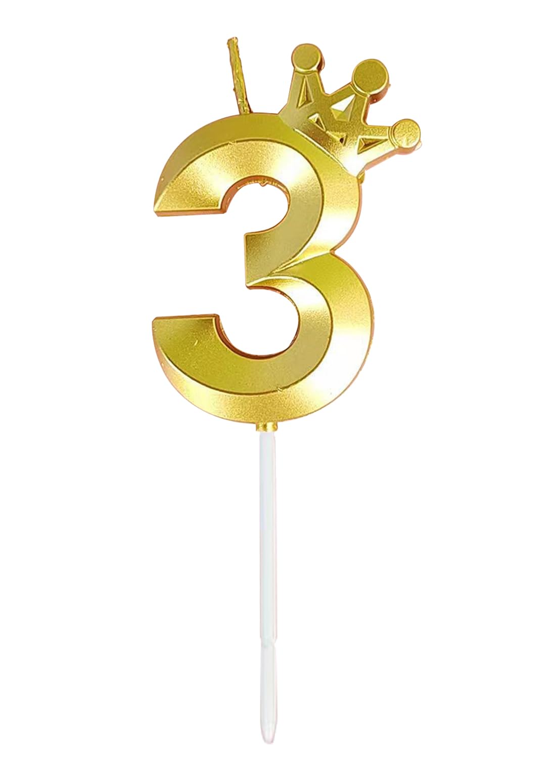 Birthday Number Candles for Cake Decoration, Glittery Cake Toppers with Cute Designs, Perfect for Kids' Parties, Anniversaries, and Celebrations-GOLD(No.3)