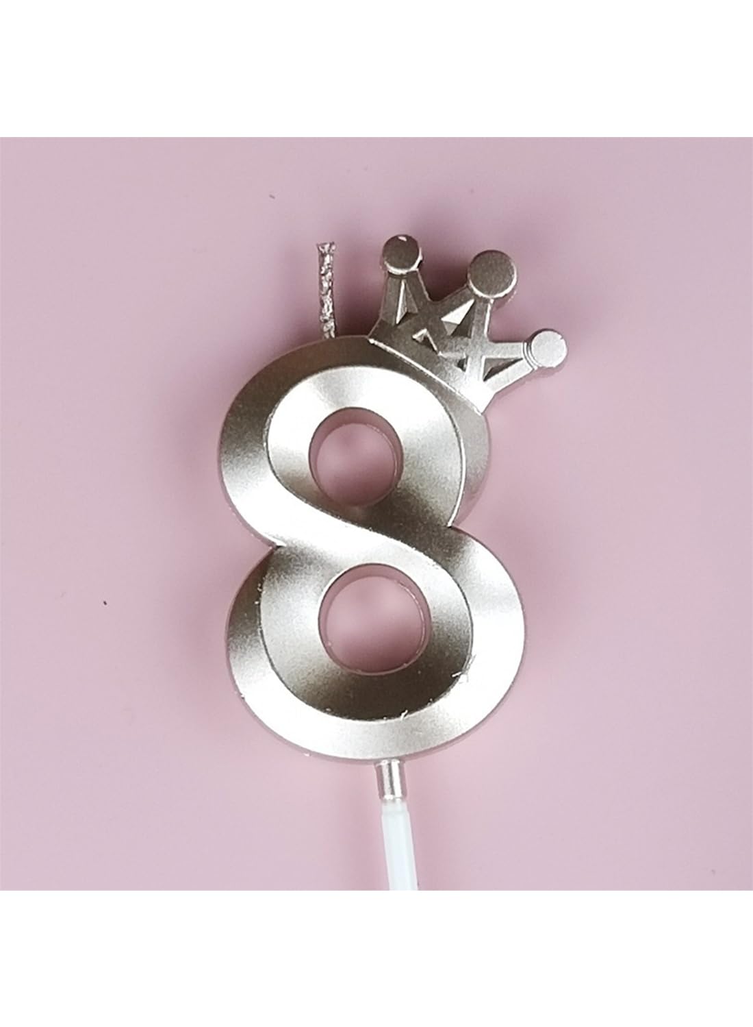 Birthday Number Candles for Cake Decoration, Glittery Cake Toppers with Cute Designs, Perfect for Kids' Parties, Anniversaries, and Celebrations-ROSE GOLD(No.8)