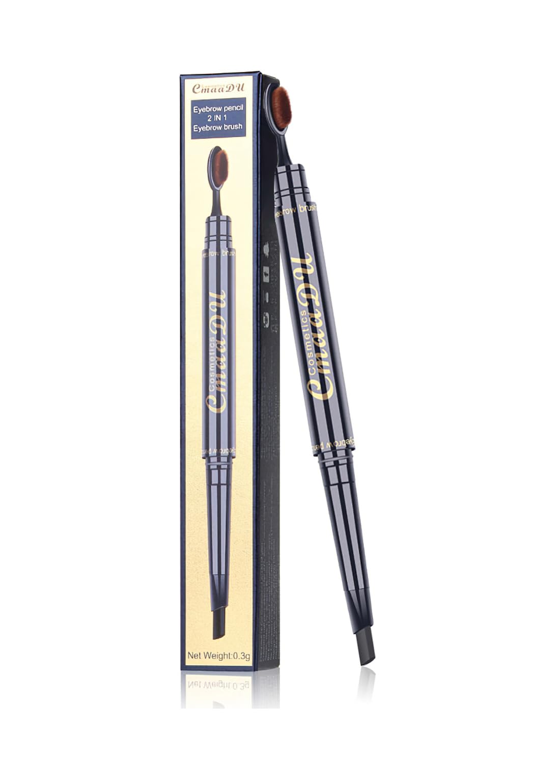 NOVO Eyebrow Toothbrush Pencil, Dual-Edned Brows Pen, Waterproof Long Lasting Double Head Brow Enhancer for Women - Light Brown