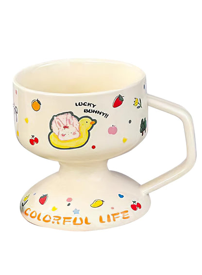 NOVO Hand-Painted Coloful Ceramic Mug Cup,Boho Style, Microwave Dishwasher Oven Safe, for Coffee, Breakfast & Ice Cream 550ml-Dark Blue