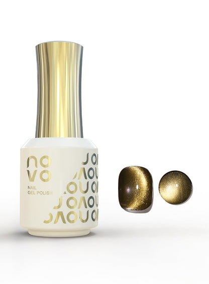 novo Cat Eye Gel Nail Polish, Nail Art Soak Off for Women 12ml -NA3# NA3# Gold