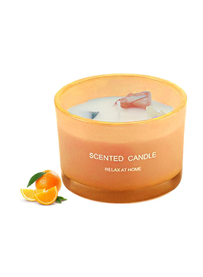 NOVO Scented Candles, 90g Natural Soy Wax Blend Aromatherapy Candle with Pure Essential Oils & Decorative Crystal-Black