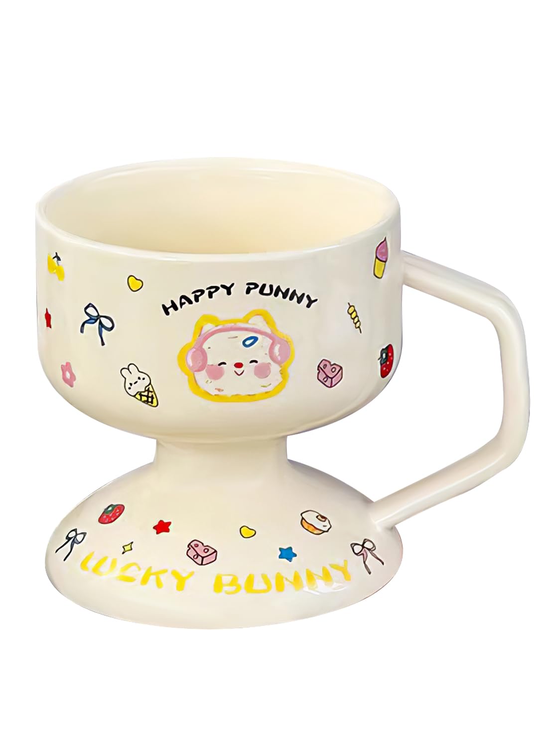 NOVO Hand-Painted Coloful Ceramic Mug Cup,Boho Style, Microwave Dishwasher Oven Safe, for Coffee, Breakfast & Ice Cream 550ml-Dark Blue