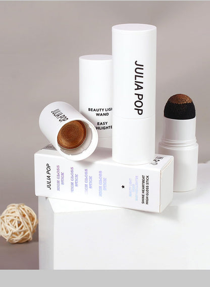 NOVO Highlighter Stick, Long-Lasting Waterproof Shimmer Powder, Natural Matte Contour Cream, Non-Greasy Illuminator for Face Body Collarbones, Crystal Gold