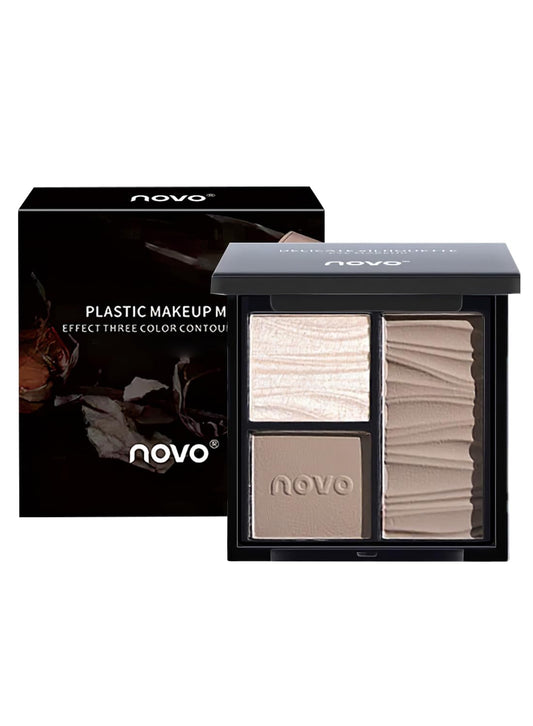 NOVO Three Colors Contour Palette, Makeup Palette Contain Contour and Highlighter, Long Lasting Waterproof Eye Makeup Palette, Contouring Palette, Matte Radiance Luminizer #01
