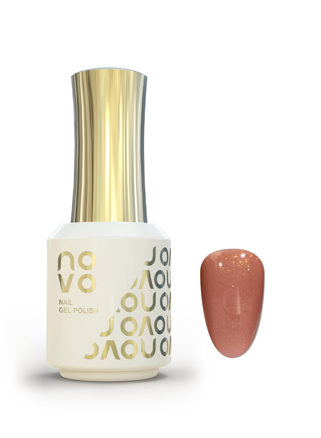 novo Rubber Base Gel, Shiny UV LED Gel Nail Polish for Women 12ml-NB68# Bronze Gold