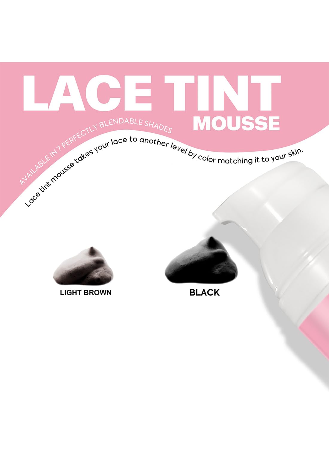 NOVO Lace Tint Melting Hair Mousse, Lace Tint Mousse for Hair Wig Lace Wigs Toupees and Hairpieces, Natural Finishing Lace Color 150ml, Black