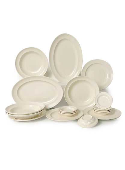 18Pcs Dinnerware Set, Gift Kit, Plates and Bowls Sets, Oven, Dishwasher and Microwave Safe, White