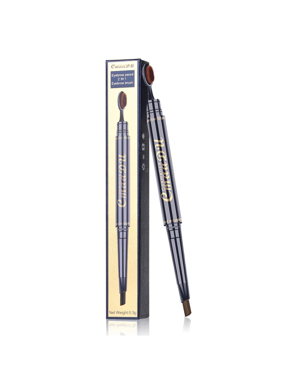 NOVO Eyebrow Toothbrush Pencil, Dual-Edned Brows Pen, Waterproof Long Lasting Double Head Brow Enhancer for Women - Light Brown