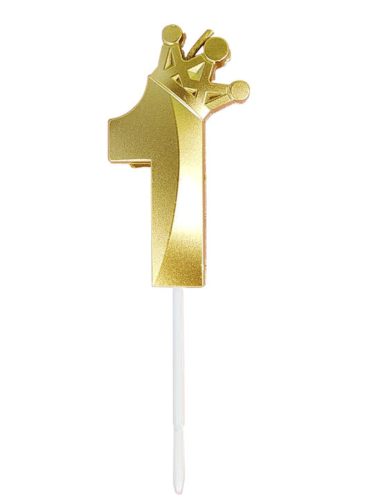 Birthday Number Candles for Cake Decoration, Glittery Cake Toppers with Cute Designs, Perfect for Kids' Parties, Anniversaries, and Celebrations-GOLD(No.1)