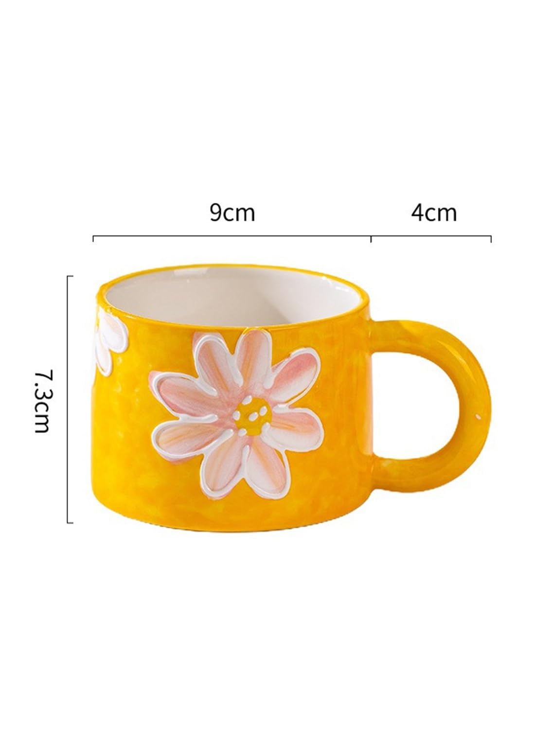 NOVO Hand-Painted Coloful Ceramic Mug Cup,Boho Style, Microwave Dishwasher Oven Safe, for Coffee, Breakfast & Ice Cream 550ml-Dark Blue