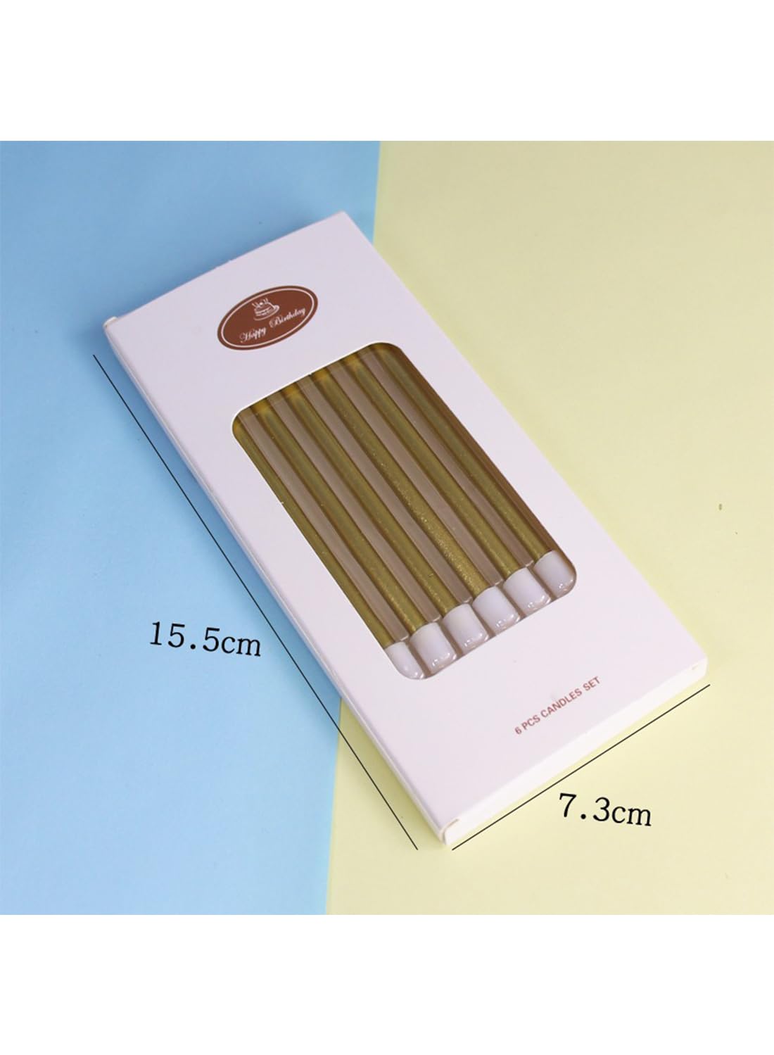 Colorful Long Thin Metallic Birthday Candles Kit£¬Glittery Cake Toppers with Cute Designs, Perfect for Kids' Parties, Anniversaries, and Celebrations-6Pcs Set Colorful