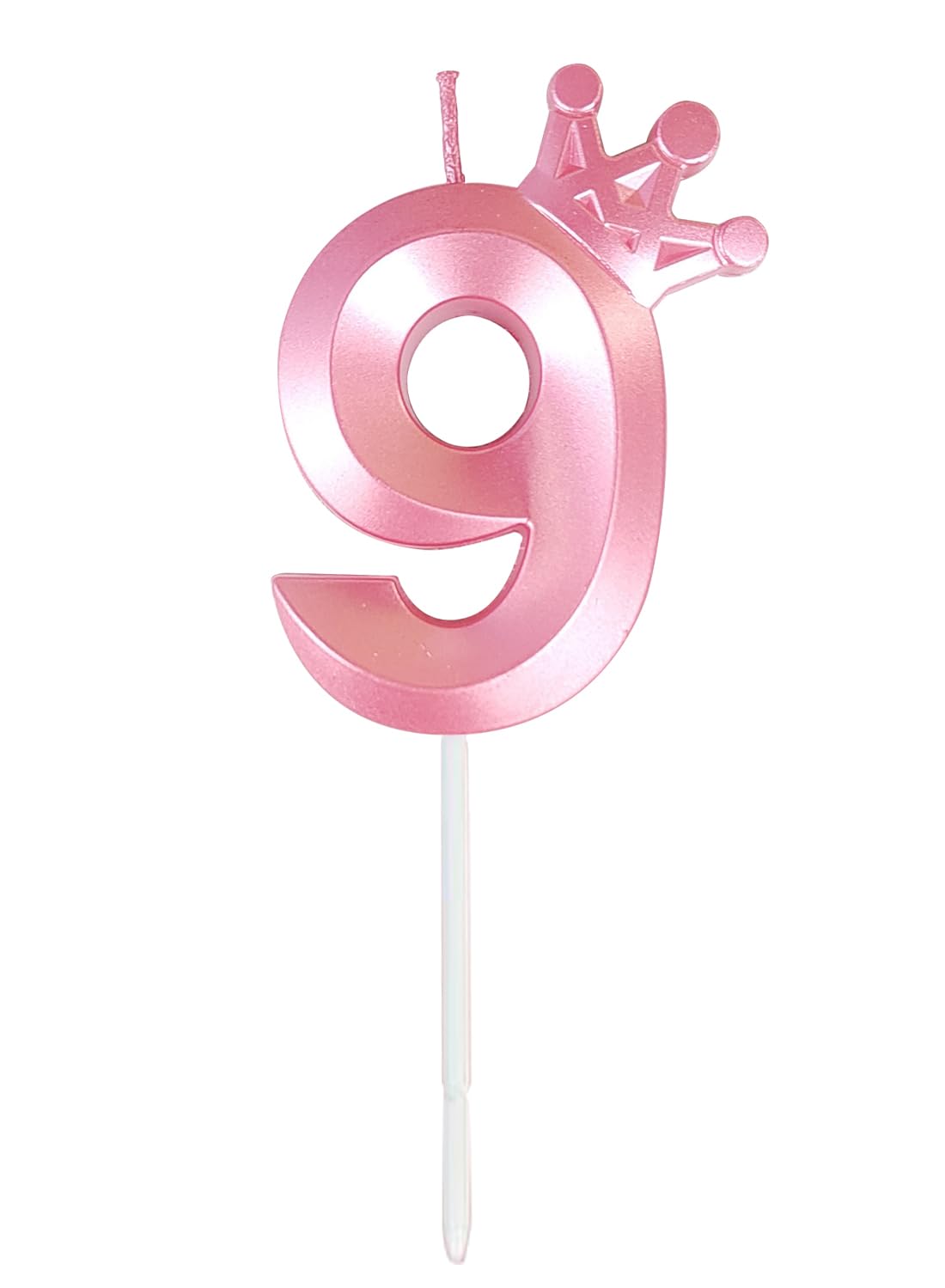 Birthday Number Candles for Cake Decoration, Glittery Cake Toppers with Cute Designs, Perfect for Kids' Parties, Anniversaries, and Celebrations-PINK(No.9)