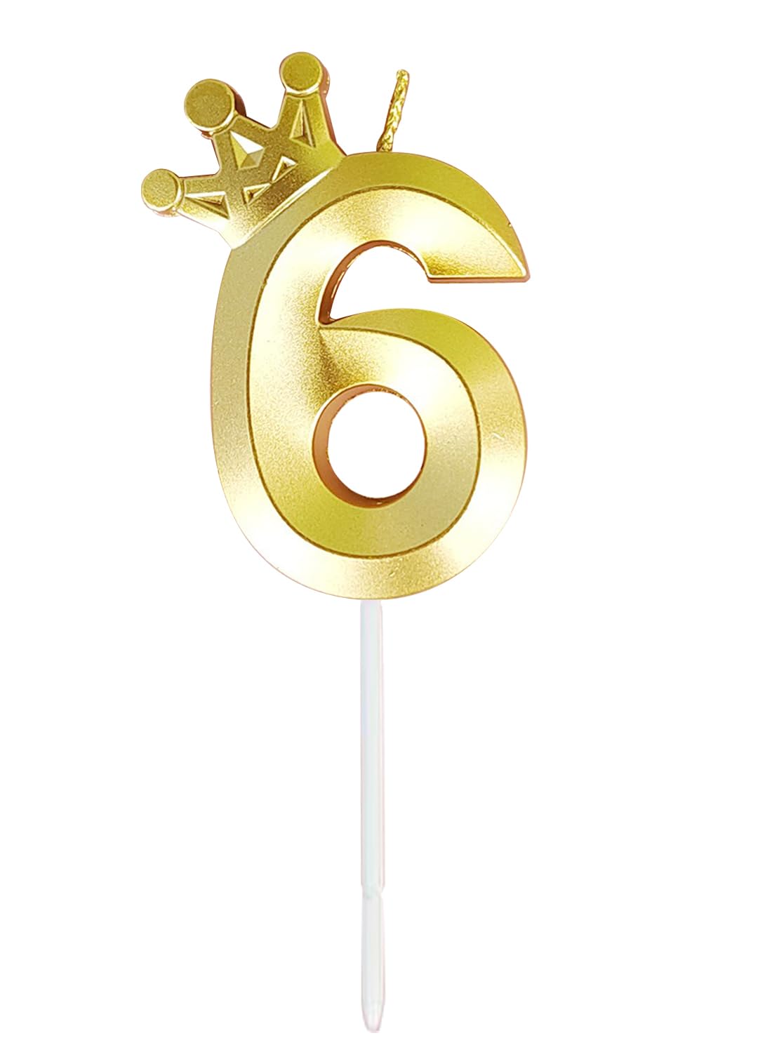 Birthday Number Candles for Cake Decoration, Glittery Cake Toppers with Cute Designs, Perfect for Kids' Parties, Anniversaries, and Celebrations-GOLD(No.6)