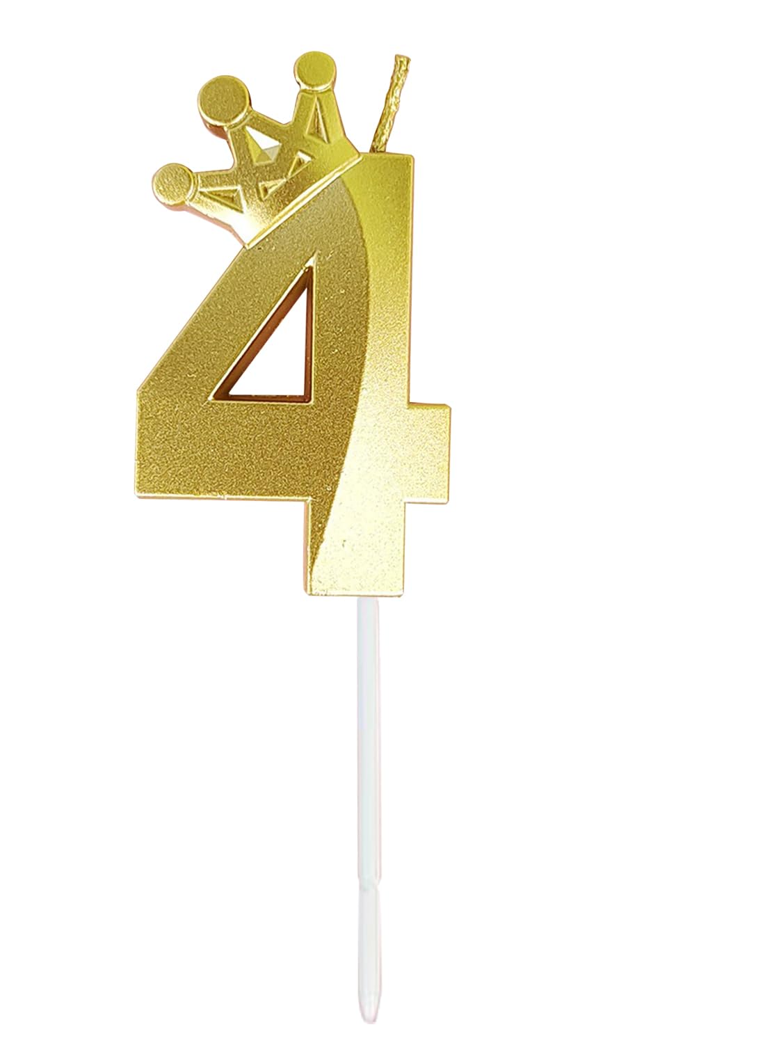 Birthday Number Candles for Cake Decoration, Glittery Cake Toppers with Cute Designs, Perfect for Kids' Parties, Anniversaries, and Celebrations-GOLD(No.4)