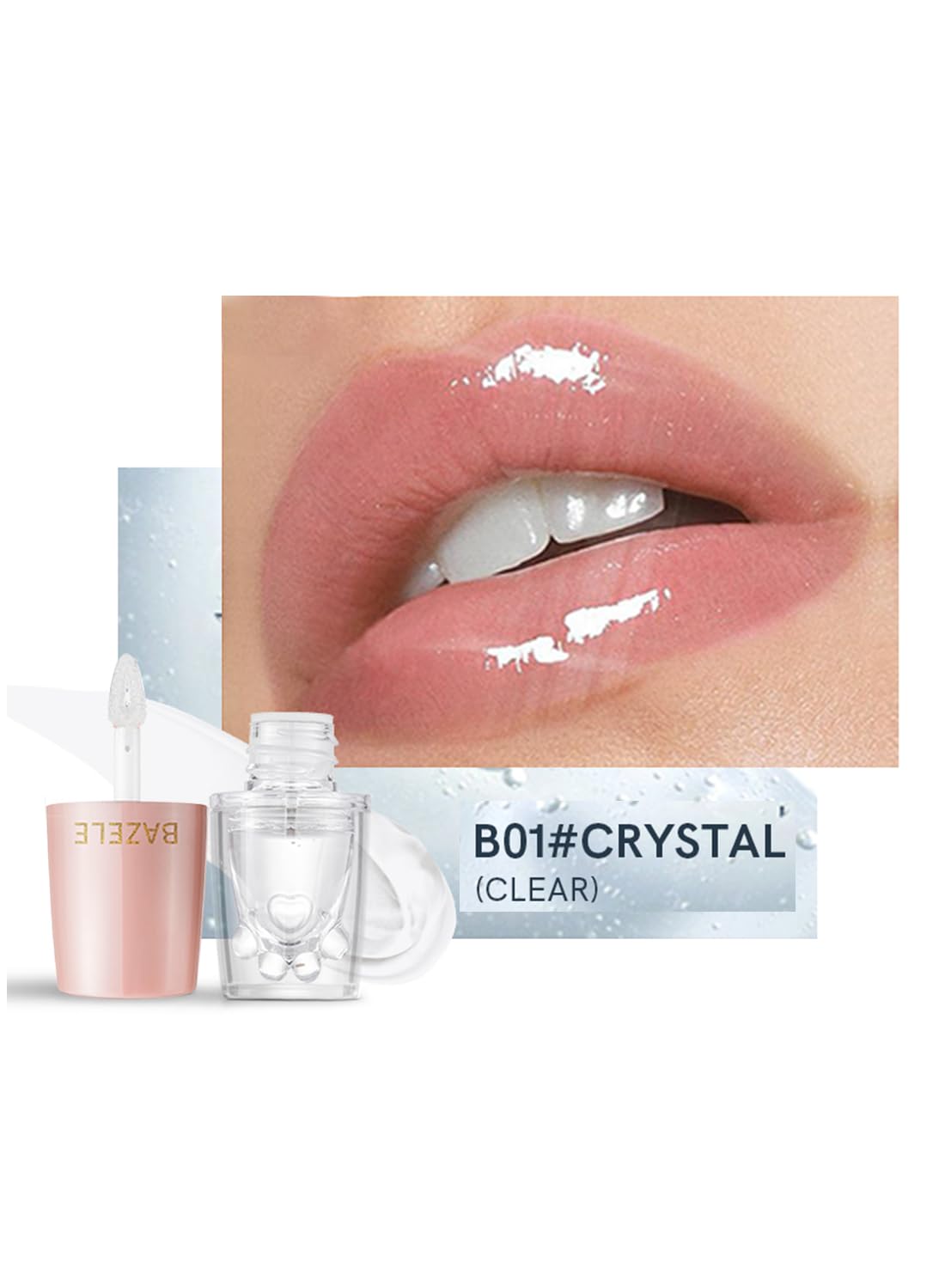NOVO Jelly Lipstick Liquid - Waterproof High Pigment Lip Gloss, Lightweight and Long-Lasting Lips Stain (Crystal Clear B01)