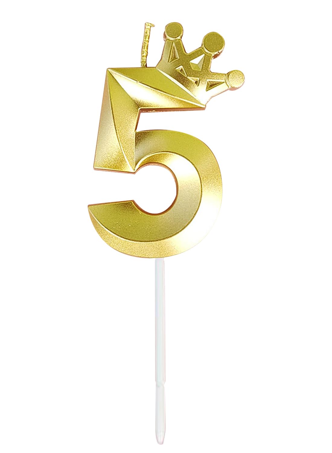 Birthday Number Candles for Cake Decoration, Glittery Cake Toppers with Cute Designs, Perfect for Kids' Parties, Anniversaries, and Celebrations-GOLD(No.5)