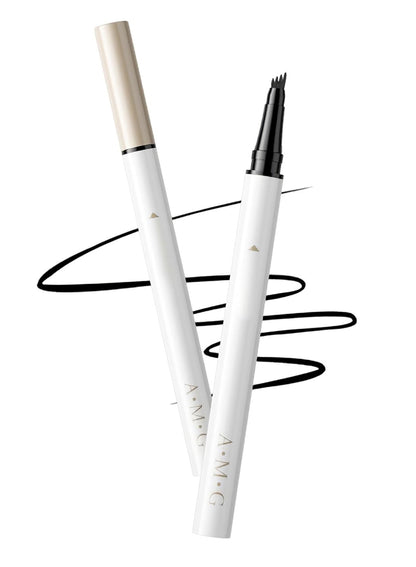 NOVO Eyebrow Pen with Micro-Fork Tip, 4 Tip Microblade Eyebrow & Waterproof Long Lasting Brow Contouring Pencil - Grey Black