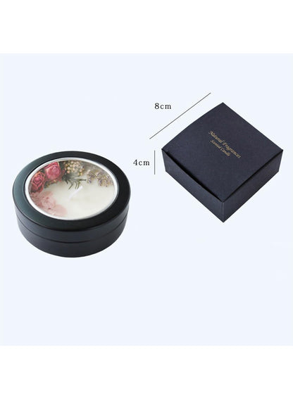 NOVO Scented Candle- 75g Natural Soy Wax Blend Aromatherapy Candle with Pure Essential Oils & Real Dried Flowers - Slumbering Sandalwood