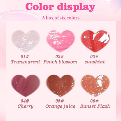 NOVO 6 Pcs Lip Gloss Set, Clear Crystal Jelly Liquid Lipstick, Soft Moisturizing Hydrating Non-Sticky Plumping Lip Oil, Lip Tint, Lip Makeup Gift for Women & Girls