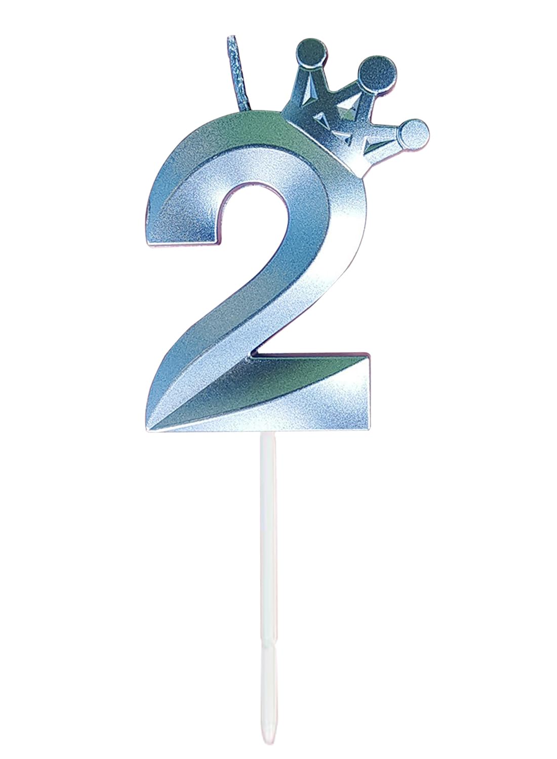 Birthday Number Candles for Cake Decoration, Glittery Cake Toppers with Cute Designs, Perfect for Kids' Parties, Anniversaries, and Celebrations-BLUE(No.2)
