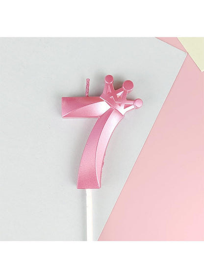 Birthday Number Candles for Cake Decoration, Glittery Cake Toppers with Cute Designs, Perfect for Kids' Parties, Anniversaries, and Celebrations-PINK(No.7)