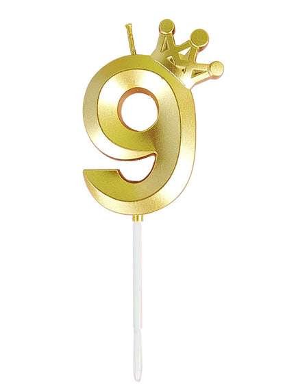 Birthday Number Candles for Cake Decoration, Glittery Cake Toppers with Cute Designs, Perfect for Kids' Parties, Anniversaries, and Celebrations-GOLD(No.9)