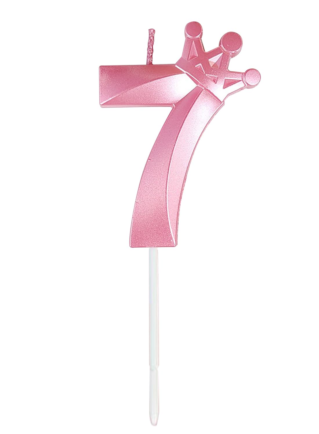 Birthday Number Candles for Cake Decoration, Glittery Cake Toppers with Cute Designs, Perfect for Kids' Parties, Anniversaries, and Celebrations-PINK(No.7)