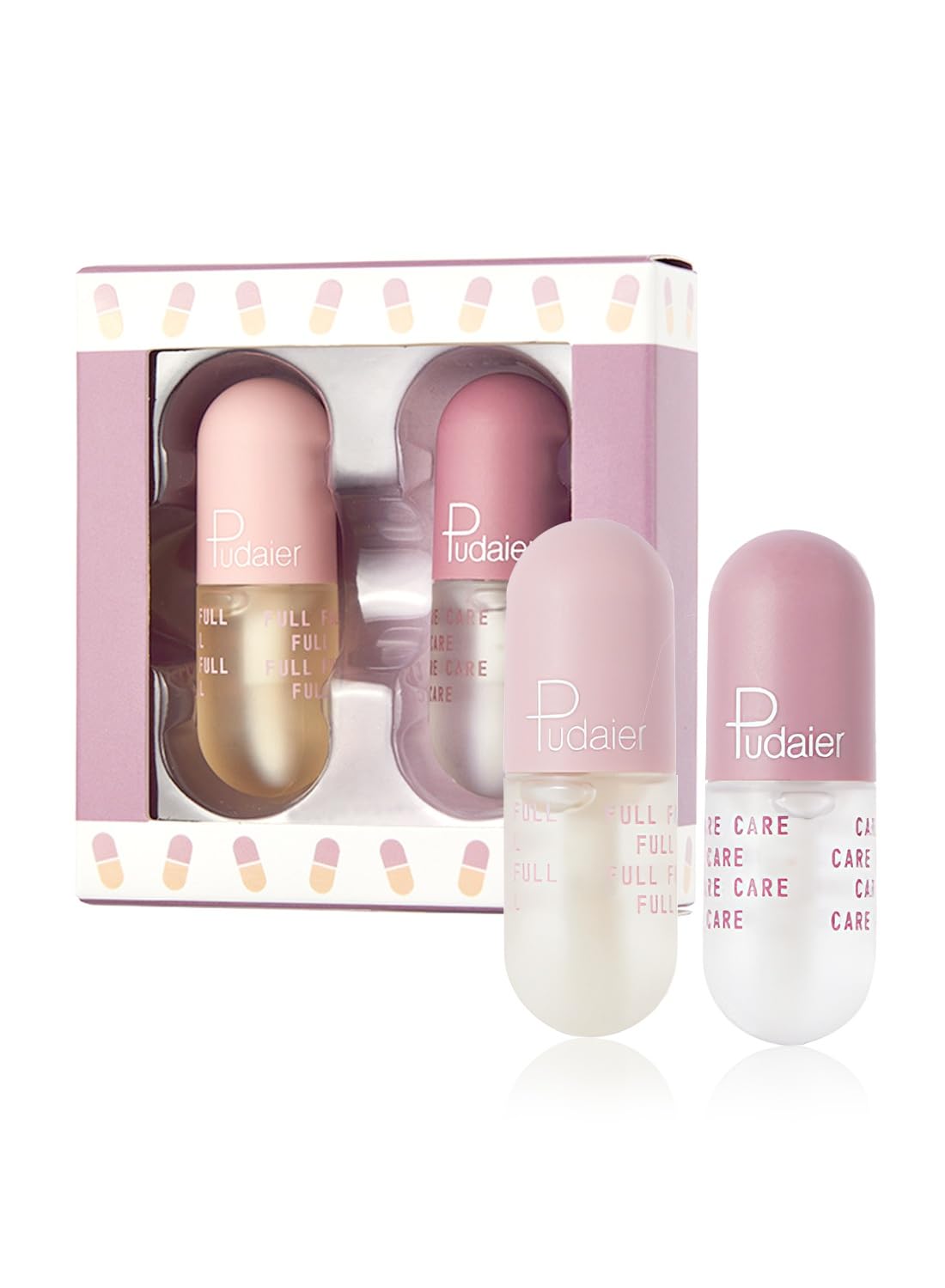 NOVO 2Pcs Lip Plumper Set, Long Lasting Moisturizing Repairing Enhancing Lip Balm, Nourishing Hydrating Lip Oil for Daily Care, Smoothing Lip Lines