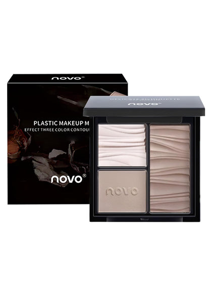 NOVO Three Colors Contour Palette, Makeup Palette Contain Contour and Highlighter, Long Lasting Waterproof Eye Makeup Palette, Contouring Palette, Matte Radiance Luminizer #02