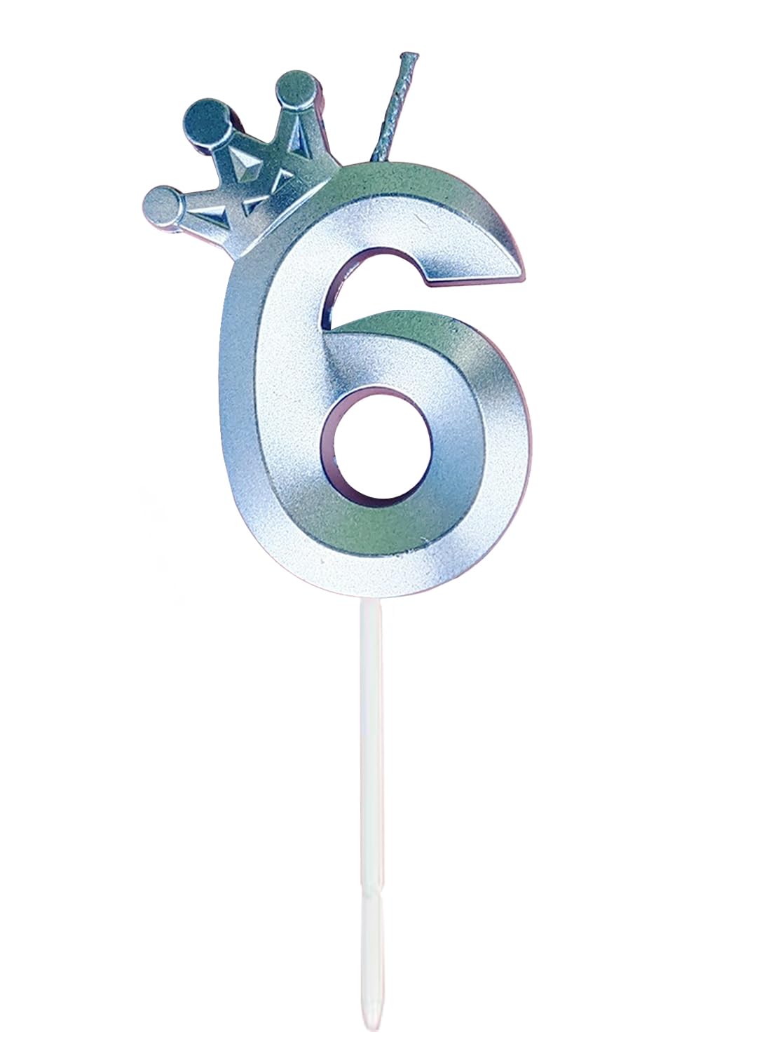 Birthday Number Candles for Cake Decoration, Glittery Cake Toppers with Cute Designs, Perfect for Kids' Parties, Anniversaries, and Celebrations-BLUE(No.6)