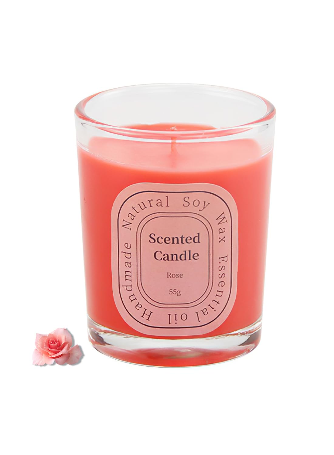 NOVO Scented Candles, Natural Soy Wax Blend Aromatherapy Candle with Pure Essential Oils 55g-Rose 20#
