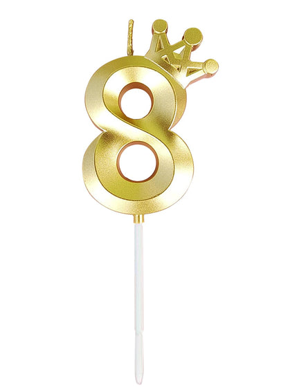 Birthday Number Candles for Cake Decoration, Glittery Cake Toppers with Cute Designs, Perfect for Kids' Parties, Anniversaries, and Celebrations-GOLD(No.8)