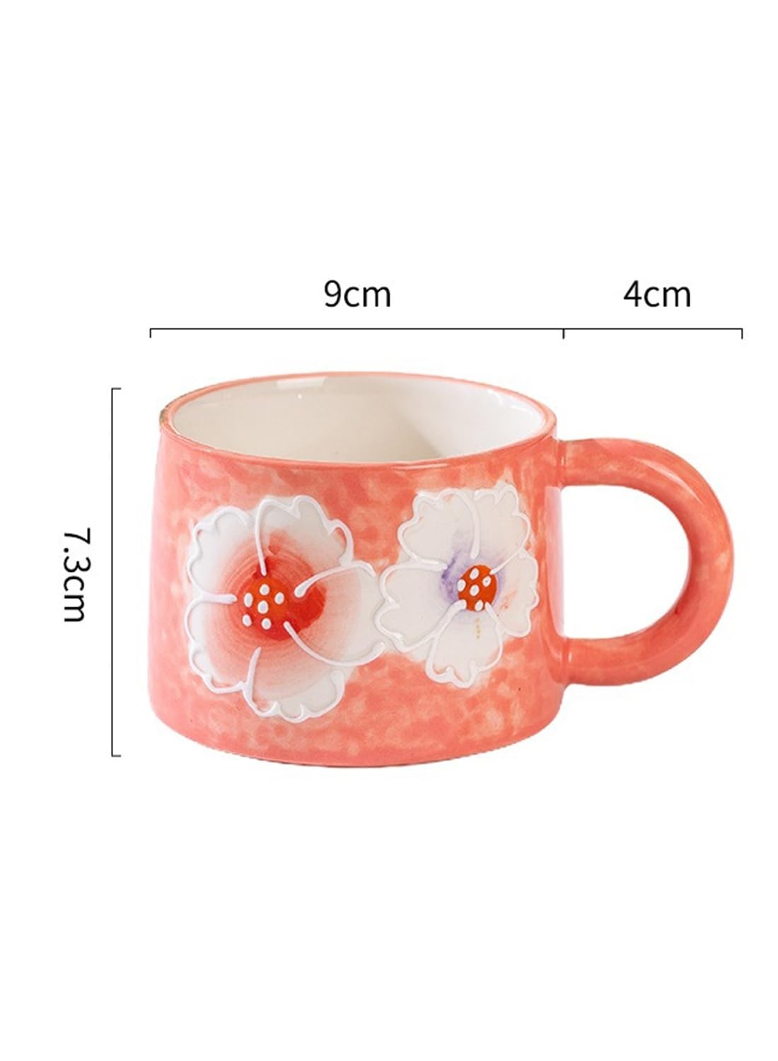 NOVO Hand-Painted Coloful Ceramic Mug Cup,Boho Style, Microwave Dishwasher Oven Safe, for Coffee, Breakfast & Ice Cream 550ml-Dark Blue