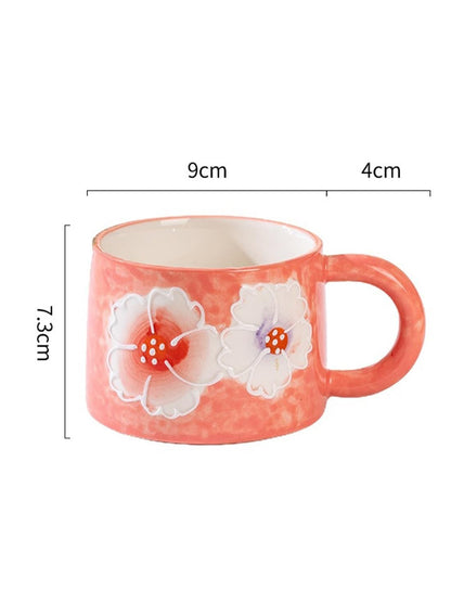 NOVO Hand-Painted Coloful Ceramic Mug Cup,Boho Style, Microwave Dishwasher Oven Safe, for Coffee, Breakfast & Ice Cream 550ml-Dark Blue