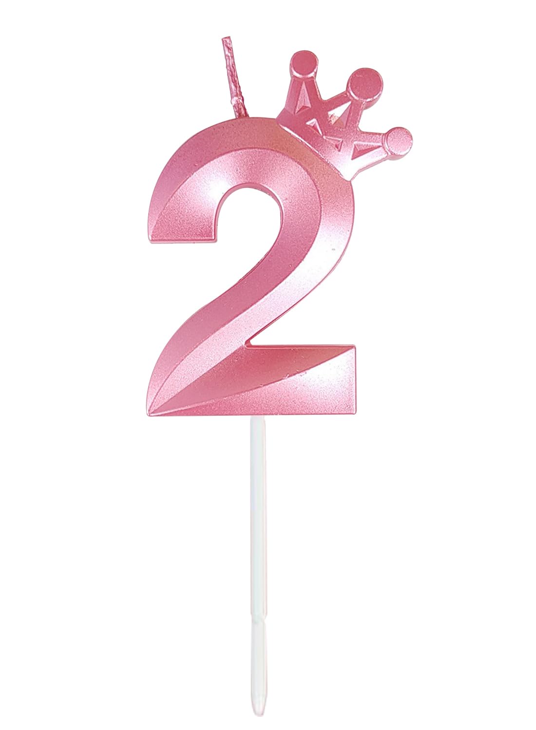 Birthday Number Candles for Cake Decoration, Glittery Cake Toppers with Cute Designs, Perfect for Kids' Parties, Anniversaries, and Celebrations-PINK(No.2)