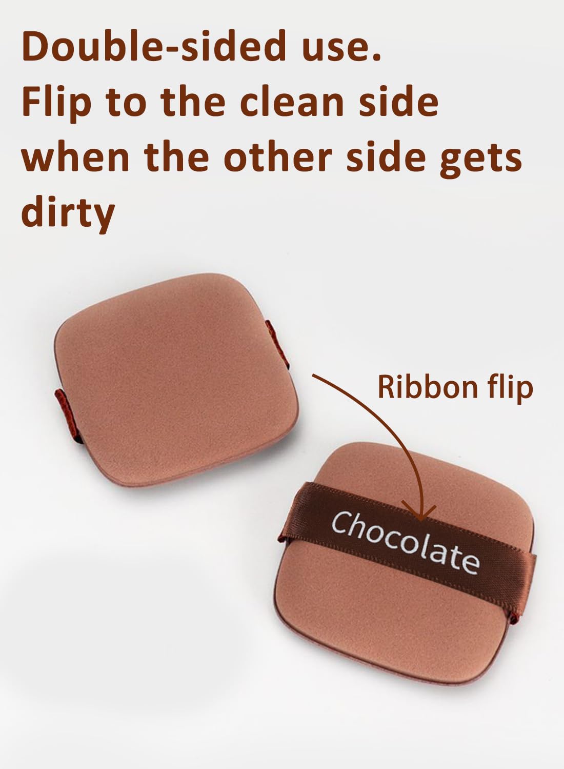 NOVO 8.5t Square Powder Puff Set¨C 6Pcs Makeup Sponges in Chocolate Brown for Smooth Blending and Coverage