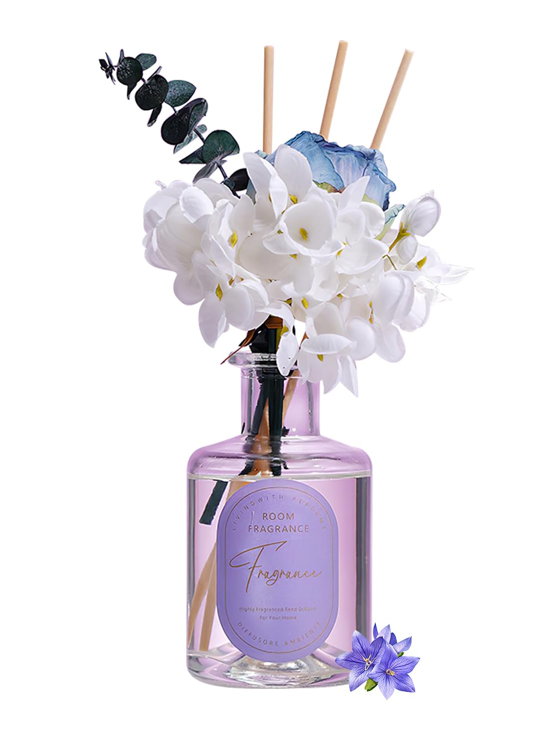NOVO Scented Reed Diffuser, Artificial Flower Home Fragrance Oil with 4 Sticks for Bedroom,Home D¨¦cor,Office & Bathroom 200ml-Moring Dew Gardenia