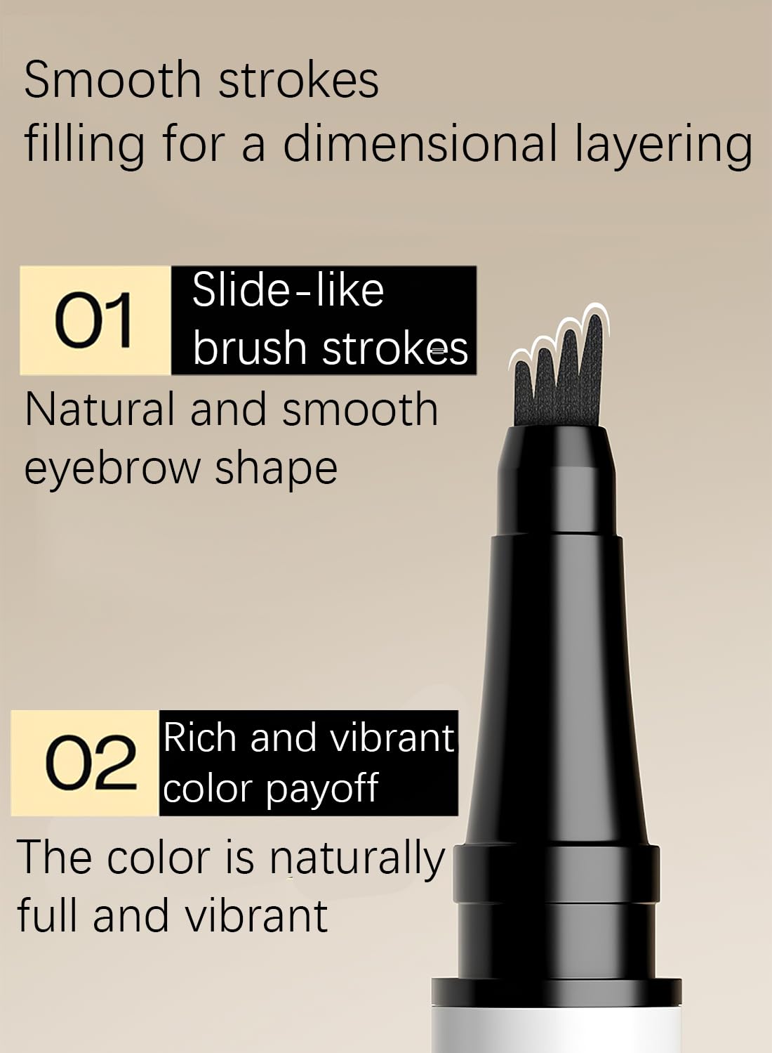 NOVO Eyebrow Pen with Micro-Fork Tip, 4 Tip Microblade Eyebrow & Waterproof Long Lasting Brow Contouring Pencil - Grey Black