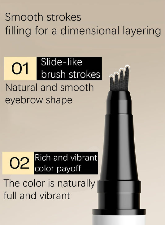 NOVO Eyebrow Pen with Micro-Fork Tip, 4 Tip Microblade Eyebrow & Waterproof Long Lasting Brow Contouring Pencil - Grey Black