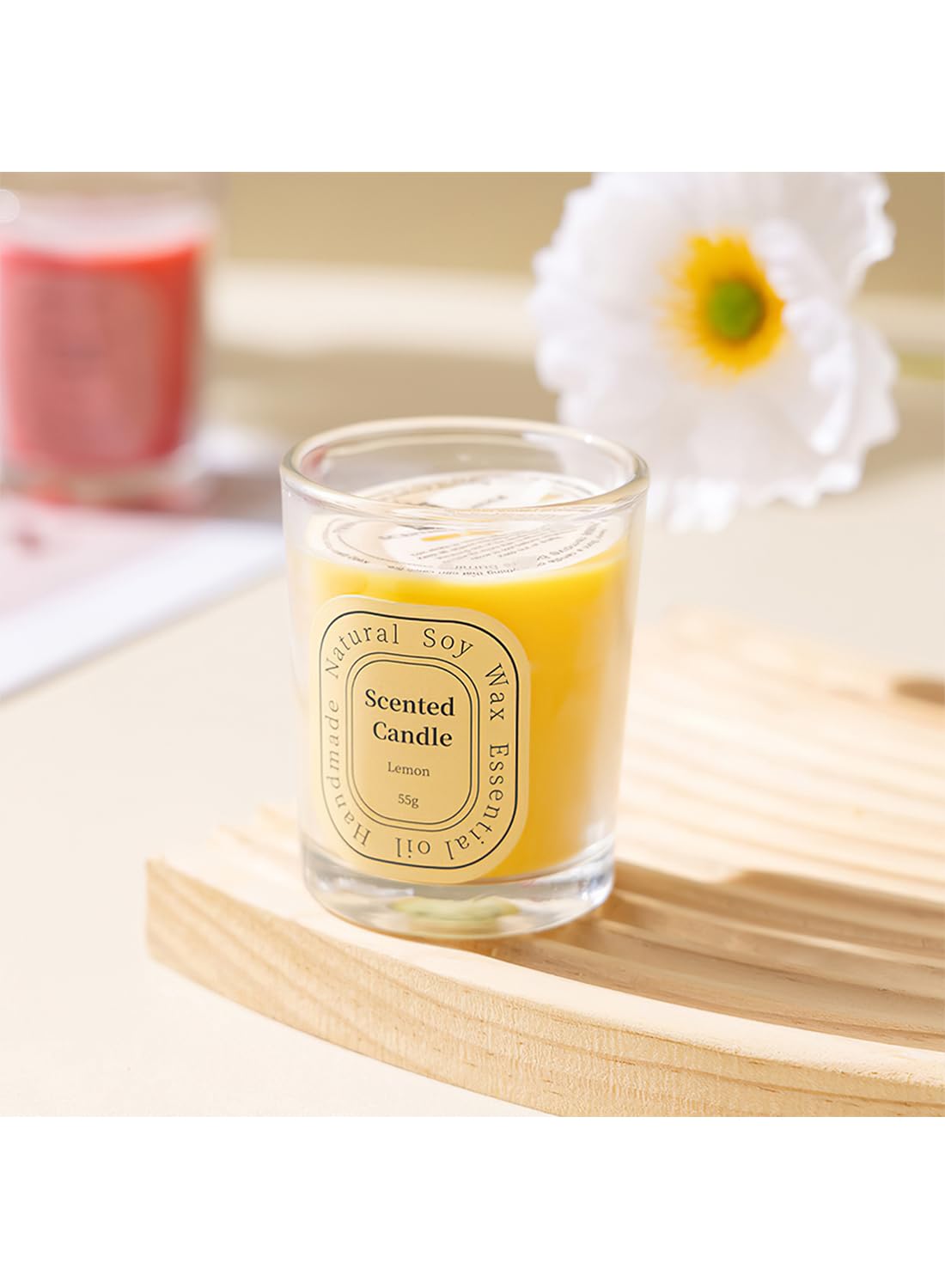 NOVO Scented Candles, Natural Soy Wax Blend Aromatherapy Candle with Pure Essential Oils 55g-Vanilla