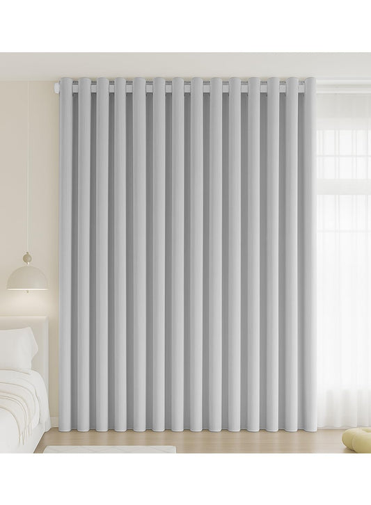 NOVO Double-Sided Chenille Blackout Curtain ¨C Grommet Top, 95% Light Blocking, Single Panel, W250 x H310CM, Fits Windows 125¨C165CM Wide (Grey)