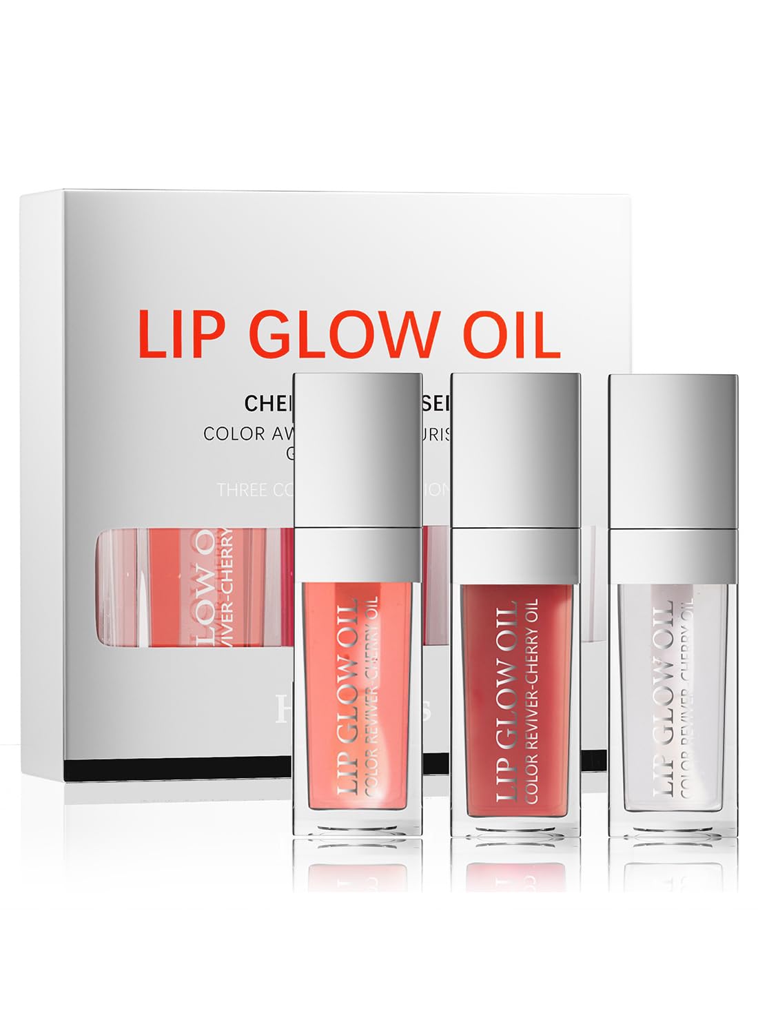 NOVO 3Pcs Glossy Lip Oil Set, Hydrating Lip Plumping Glitter Tinted Kit Group B