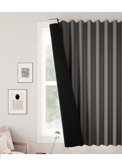 NOVO Velcro Curtains, Pongee No Drill Curtain, 100% Blackout, 1 Panel, W150 x H200CM, Fits Windows 75-100CM Wide, Beige
