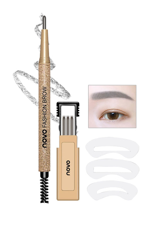 NOVO Eyebrow Stamp Shaping Kit, Waterproof, Sweatproof and Easy to Use, Light Grey